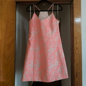 J. Crew Strappy Tank Dress in Floral Hot Pink